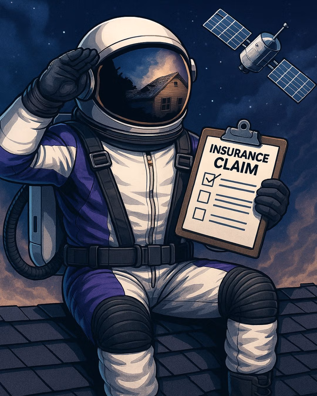 Gravinaut holding a roof claim checklist