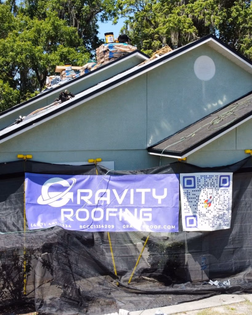 Residential roof replacement project in progress by Gravity Roofing in Central Florida