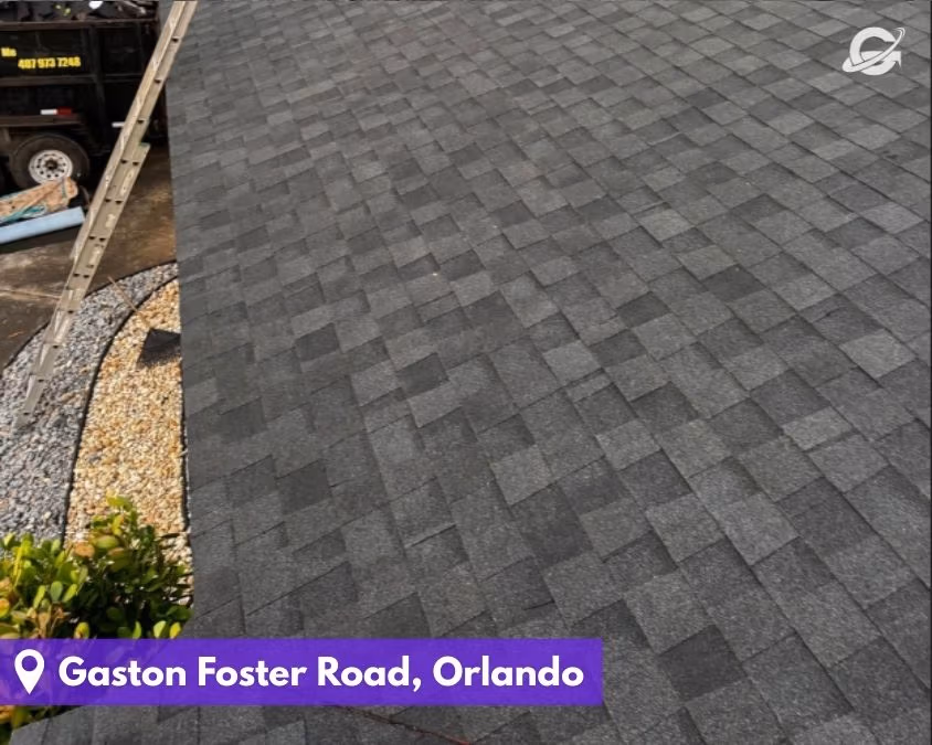 New asphalt shingle installation by Orlando Roofing Company, Gravity Roofing on Gaston Foster Road.