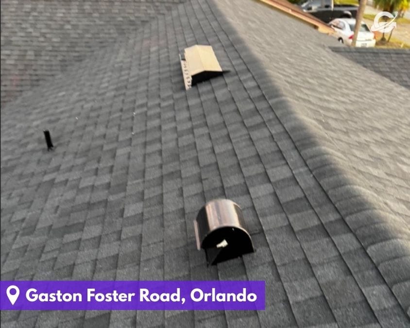 Roof ridge and shingle installation by Orlando Roofing Company, Gravity Roofing on Gaston Foster Road.