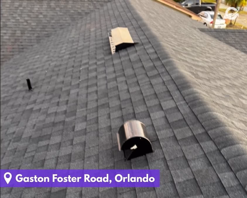 Roof ridge and shingle installation by Orlando Roofing Company, Gravity Roofing on Gaston Foster Road.