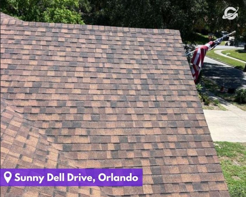 Roof replacement with brown shingles by Orlando Roofing Company, Gravity Roofing on Sunny Dell Drive.