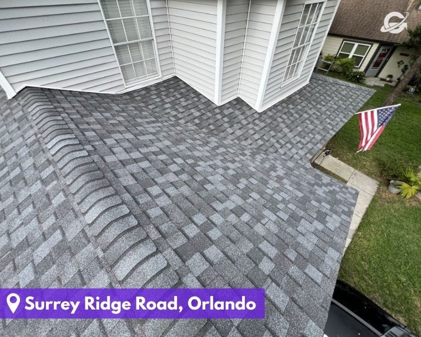 Roof replacement by Orlando Roofing Company, Gravity Roofing with gray shingles in Orlando.