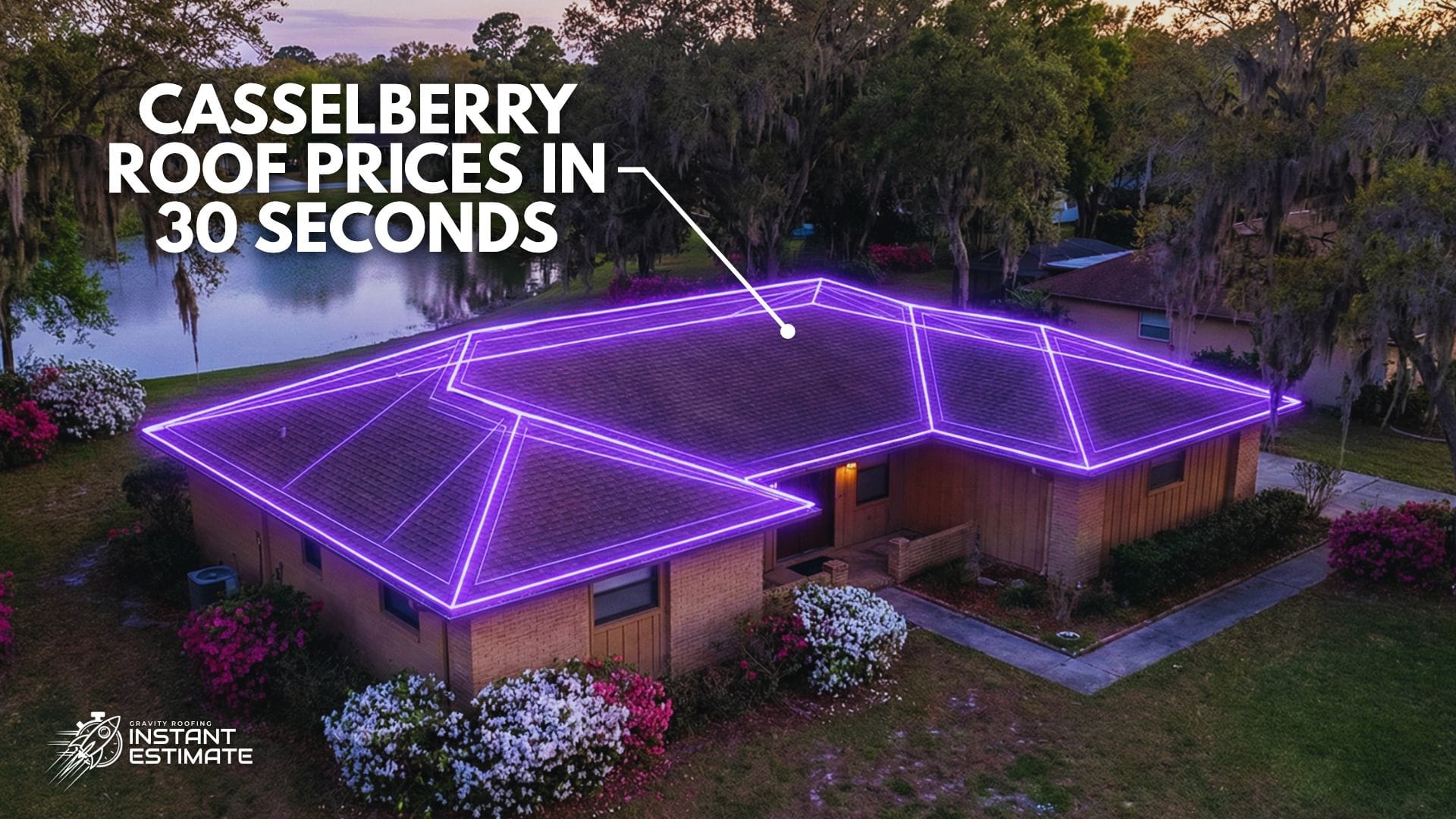 A satellite view of a residential neighborhood in Casselberry, FL, generated for an Instant Roof Estimate.