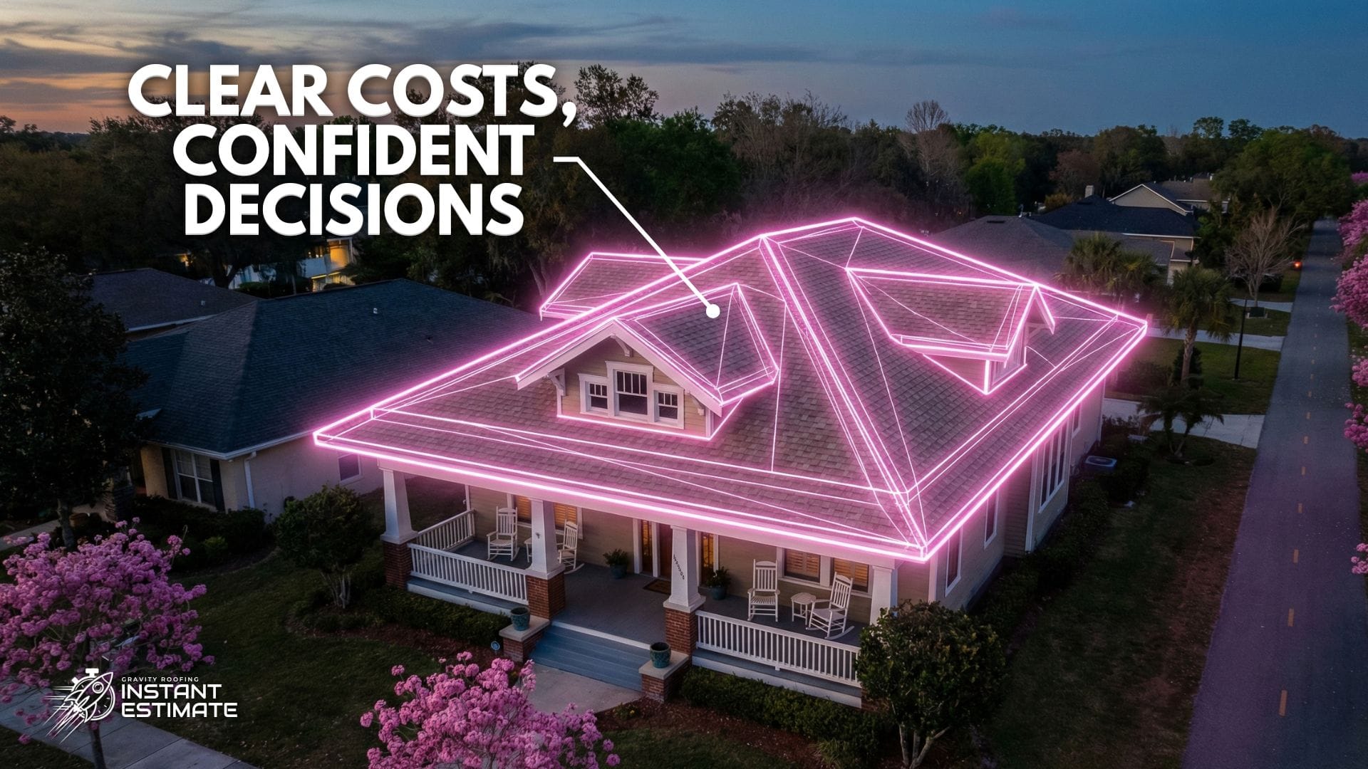 A satellite view of a master-planned community in Horizon West, Winter Garden, FL, being measured for an Online Roof Estimate Winter Garden.