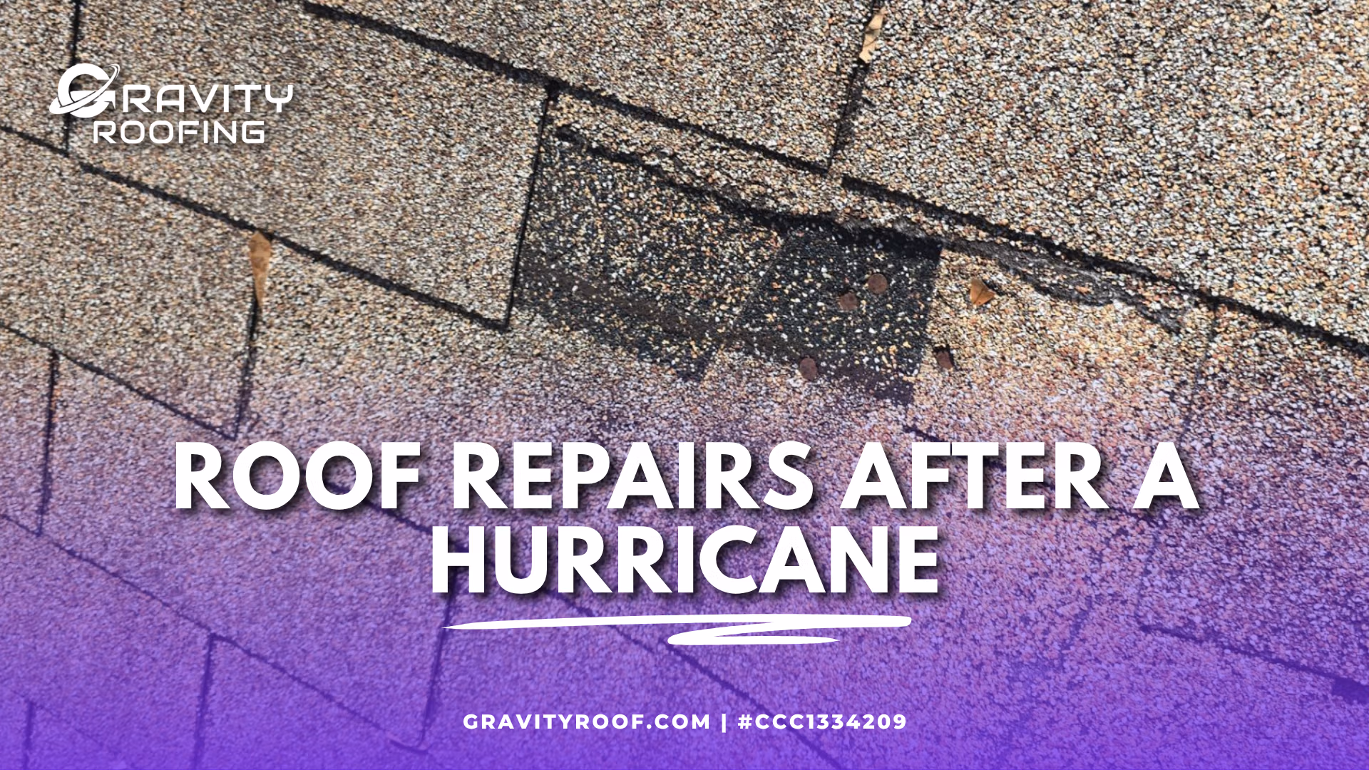 Roof repair after hurricane damage on a Central Florida home